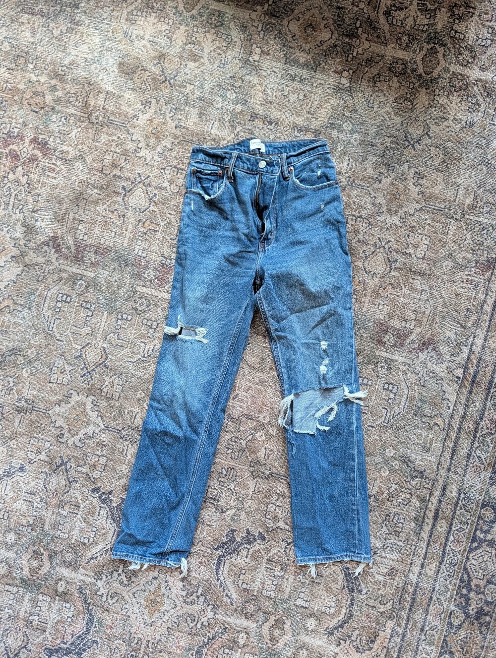 Women's Distressed Blue Denim Jeans 4L